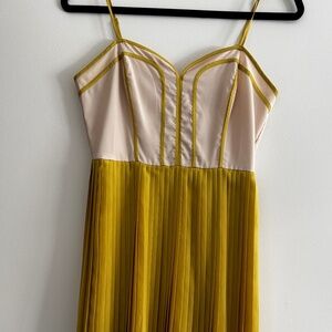 Elegant Yellow Pleated Dress